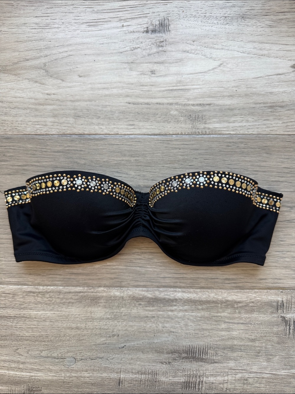 Victoria's Secret Bandeau Rhinestone Bikini Strapless Swim 36B